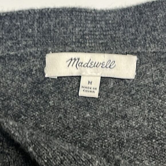 Madewell Heather Gray Merino Wool Pullover Sweater Dress w/ Button Accent-Medium - Picture 14 of 16